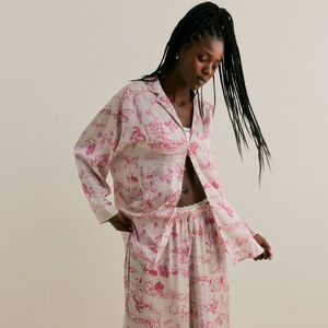 Free People Dreamy days Cowboy rodeo western Pink Cream pajama Top Medium